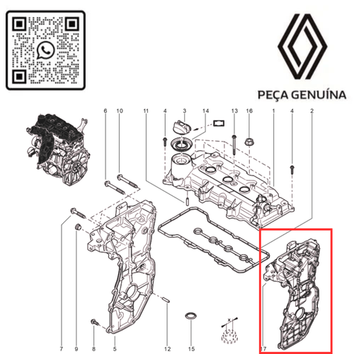 RN 21883R TAMPA DIANTEIRA DA DISTRUIBUI€AO H4M 1.6 16V  135021883R -3-